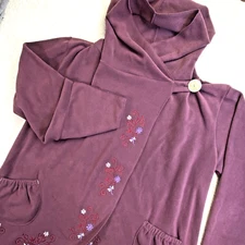 Greater Good Network Fleece Wrap Jacket 3XL Plum Hooded Embroidered Cottagecore