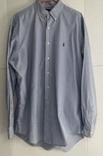 POLO RALPH LAUREN mens classic fit long sleeve stripe white blue size large