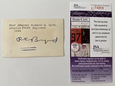 Richard E. Byrd Signed Autographed 2.25 x 3.75 Card JSA Certified Polar Explorer
