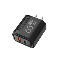 65W Fast Charging 2 Port USB-C QC3.0 PD Wall Charger Power Adapter For Phone