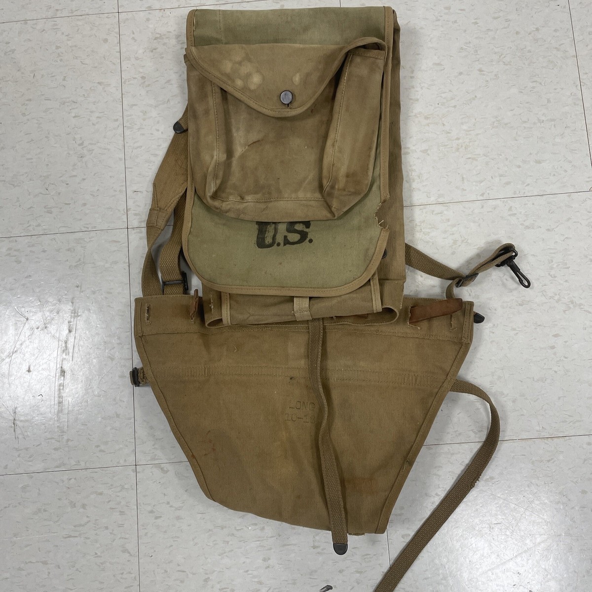 WWI US ARMY M1910 Haversack Combat Backpack Long Co 1918 With Pack Tail  Original