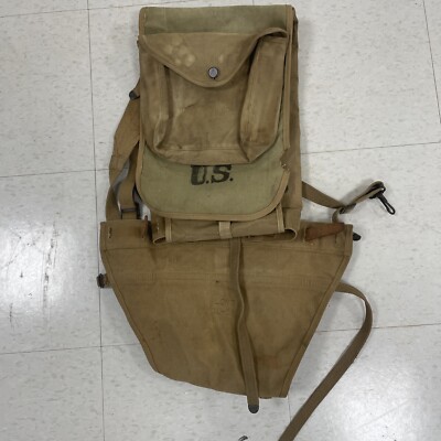 WWI US ARMY M1910 Haversack Combat Backpack Long Co 1918 With Pack Tail  Original