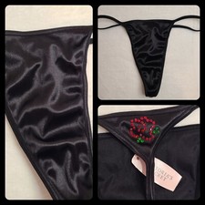 Rare VTG Victoria's Secret Second Skin Rose Bling V-string Thong Panty Size M