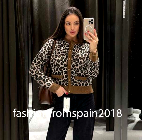 ZARA NEW WOMAN ANIMAL JACQUARD KNIT JACKET CARDIGAN LEOPARD ZARA NEW WOMAN ANIMAL JACQUARD KNIT JACKET CARDIGAN LEOPARD