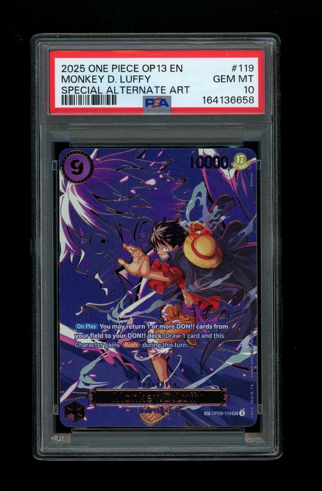 One Piece Graded: Monkey D. Luffy #119 OP13 Special Alternate Art (2025) PSA 10