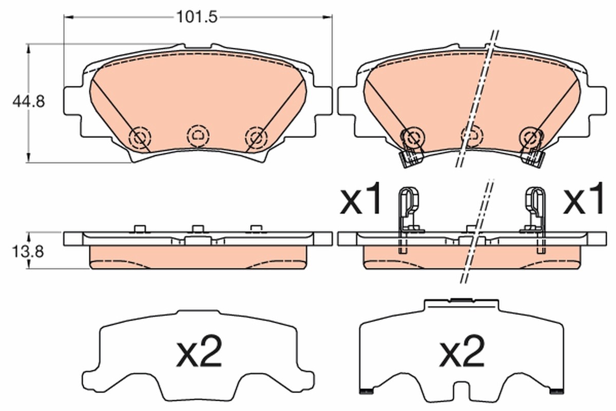 Rear TRW-OE GDB3593 Brake Pad Set, disc brake for MAZDA,MAZDA (CHANGAN)