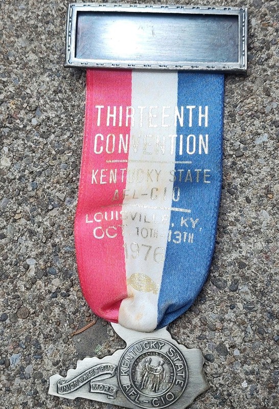 1976 Kentucky State AFL-CIO Thirteenth Convention Ribbon Badge Medal