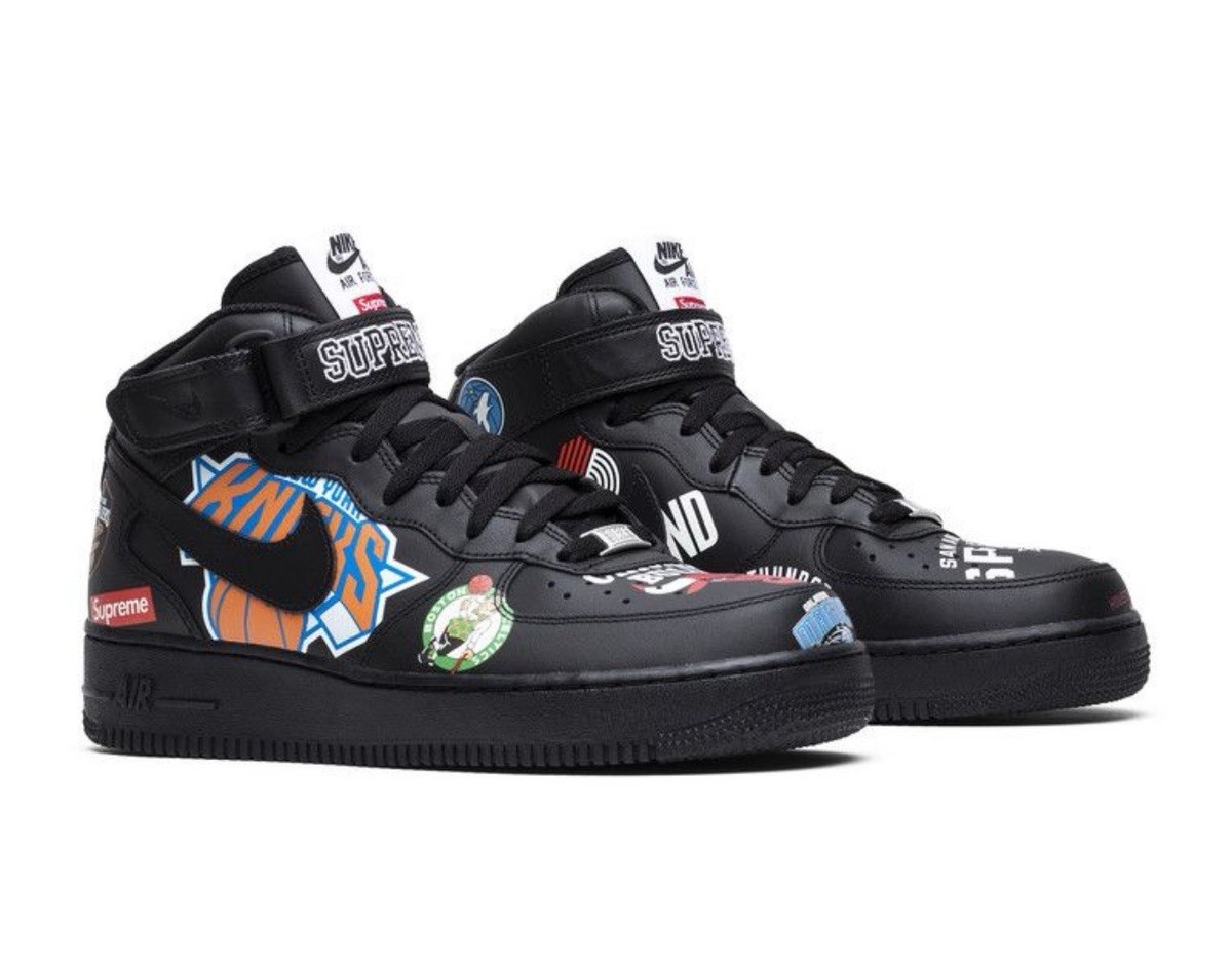 Size 13M - Nike Air Force 1 Mid Supreme NBA Black Brand New OG All