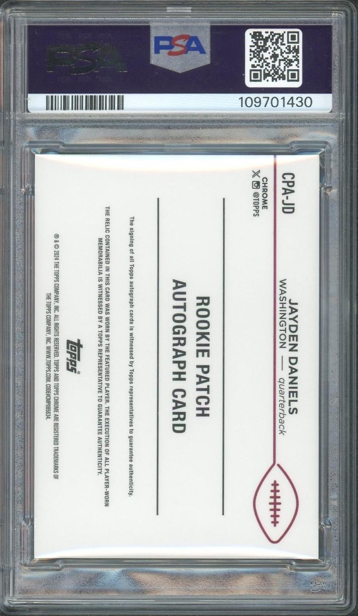 2024 Topps Chrome Jayden Daniels Superfractor Rookie Patch Auto 1