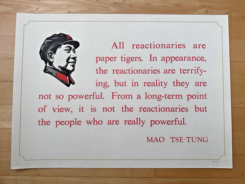 Vintage 1960s MAO Tse Tung Quotes Chinese Communist Government Poster