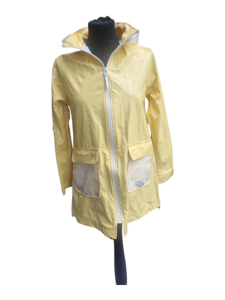 Lindo Abrigo de Lluvia Zara Impermeable Estrellas Lentejuelas Transparente Amarillo XS 6 Chaqueta Midi Foto 4 de 4