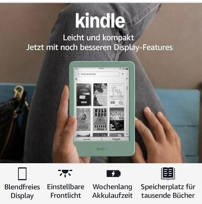 Amazon Kindle (neueste generation) 16GB Ohne Werbung Matchagrün
