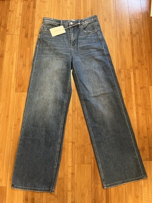 Flying Monkey Women's Blue Jeans Size 30 Super High Rise Wide Leg Distressed