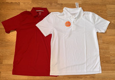 Lot of 2 Red  White Polo School Uniform Performance Shirts - Size L 10/12 - NEW