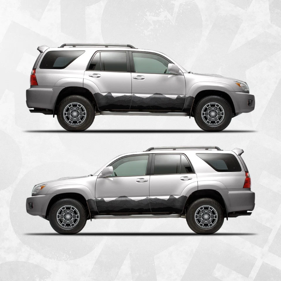 Calcomanías a rayas laterales compatibles con Toyota 4Runner envoltura topográfica de montaña Foto 2 de 4