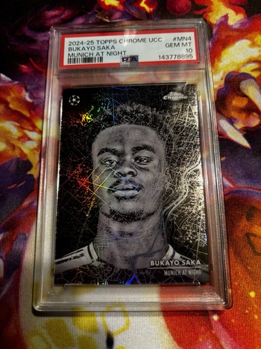 Topps Chrome 2024-25 Bukayo Saka Munich at Night #MN-4 Arsenal PSA 10