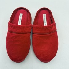Victoria s Secret Slippers Womens Medium Red Velour Mule House Shoes