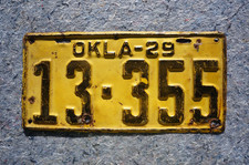 1929 Oklahoma Farm Tractor License Plate
