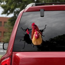 3D Chicken Decals Sticker Funny Animal Window Car Sticker Poultry Crack Car Deca