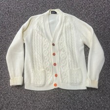 Vintage Horizon White Button Up Cardigan Cable Knit 1980s Acrylic Large Woman  s