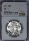 1963 Franklin Half Dollar 50c NGC MS64 - Fresh Coin and Holder!