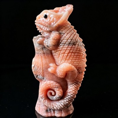 Hand Carved Natural Jade Lizard Figurine Polished Desk Decor Unique Gift Collect