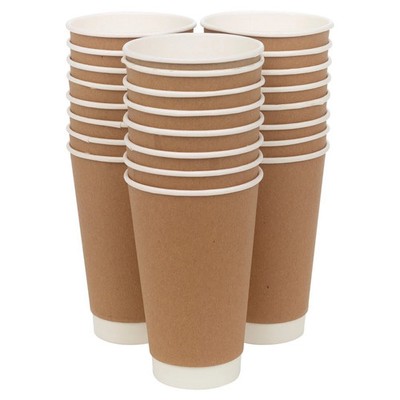 50/100/500x Einweg Kaffeebecher zum Mitnehmen Kraft doppelwandig Heißgetränk Tasse 16oz