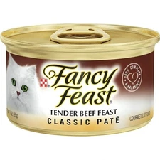 ( 4 Pack ) Fancy Feast Cat Food, Gourmet, Tender Beef Classic Pate 3 Oz, cans