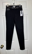 NWT Nine West Women Slim Fit Skinny Pant. Faux Leather Trim. Black. Size XS $89