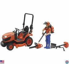 1/18 Scale Kubota BX2670 Lawn Tractor Model with Figure & Accessories