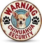 Chihuahua Security tin Vintage Dog Warning Tin Metal Signs Home Décor Bedroom Ba