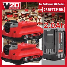2 Pack 20V V20 2.0Ah For Craftsman 20Volt MAX Li-ion Battery CMCB202 / Charger