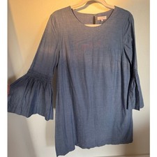1. State Chambray Shift Dress Bell Sleeve Size Medium Blue Casual 