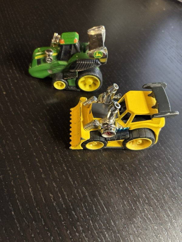 Lot of 2 Ertl John Deere Toys, Souped Tractor and Bulldozer