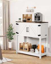 Coffee Bar Cabinet 3-Tier Coffee Bar Table with Magnet Doors Brown White