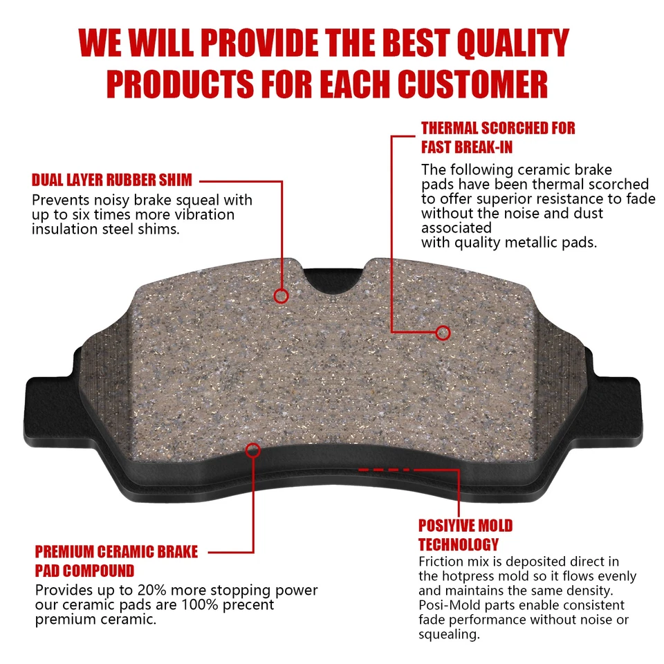 Pastillas de freno traseras de cerámica con hardware para Ford Transit 2015-2022-350 Transit-350 HD Foto 4 de 4