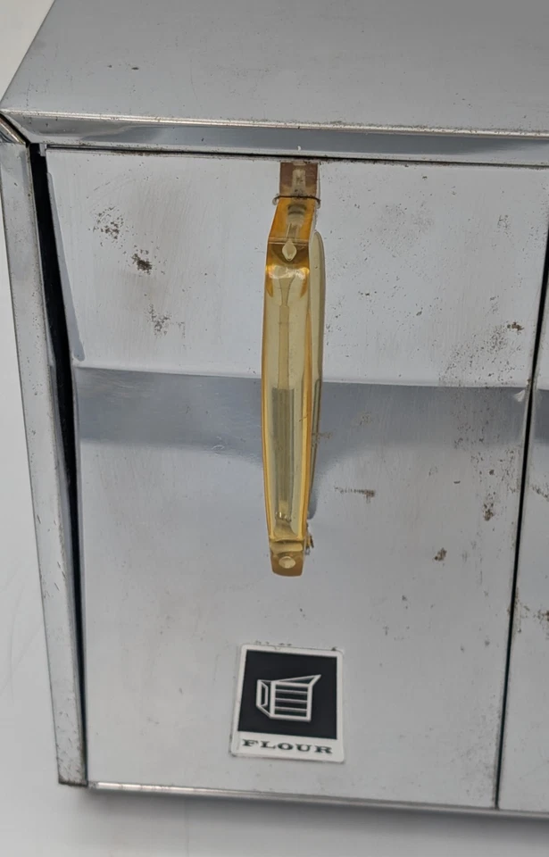 Juego de botes de cocina vintage de acero cromado harina té azúcar café EE. UU. Foto 3 de 4