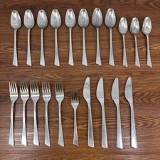 21 X Pieces Stanley Roberts CHERISH Stainless Flatware JAPAN - Slant End MCM