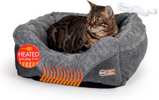 Thermo-Pet Lounge Sleeper Indoor Heated Pet Bed for Cats  Dogs, Bolstered Warm
