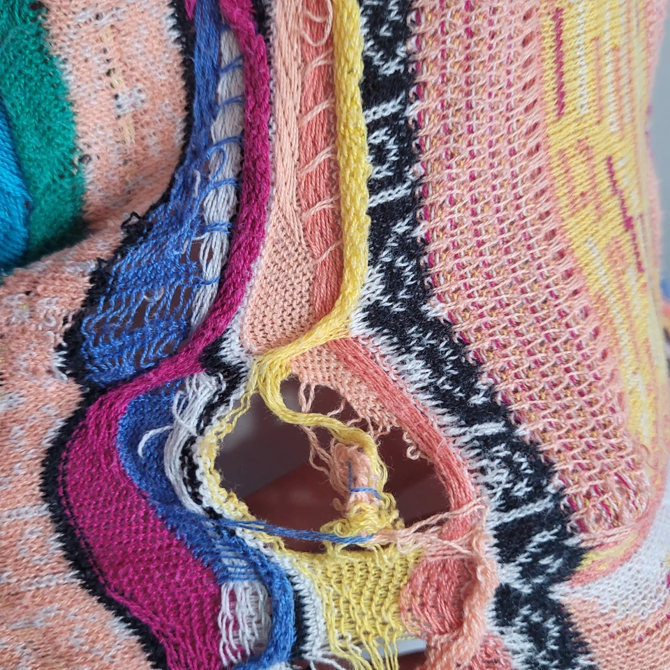 Coogi Large knit sweater holes textured colorful crewneck geometric Australia - Image 2 of 4