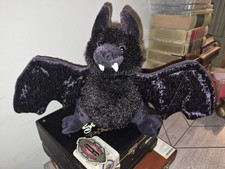 Webkinz Bat Plush Ganz - Black Purple Shiny Tinsel Bat - No Code - Retired