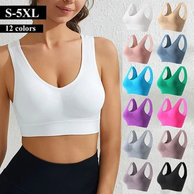 Womens Seamless Comfort Bra Sports Bra Gym Crop Top Vest Bandeau Bra Plus Size