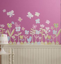 Butterflies Birds Flowers Pink Blue Baby Daisy Removable Murals Stickers Decals