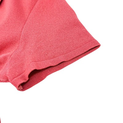 CHANEL Vintage 01P CC Logo Knit Polo Top #38 Pink Button