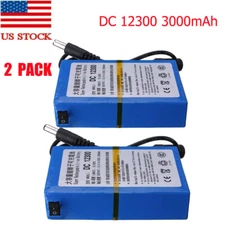 2PCS DC-12300 12V Rechargeable Lithium-ion Batteries Portable Battery w/ Charger