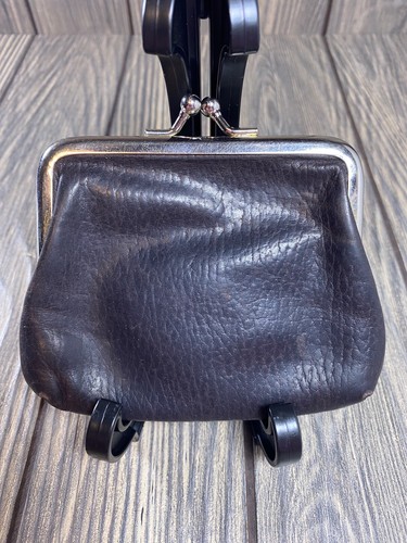 Vintage BUXTON Brown Leather Kiss-Lock Coin Purse 4.5” x 3.5” - Picture 2 of 8