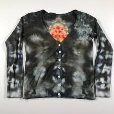 Reincarn888 Sweater Womens 6 Tie Dye Green Yellow Red Fire Long Sleeve