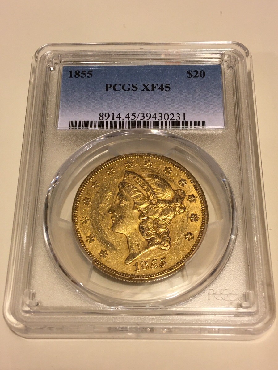 1855 XF45 PCGS Liberty Double Eagle $20 Gold Coin nicely struck