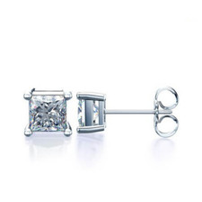 2/3/4/5/6/8mm CLEAR CZ SQUARE EARRINGS STUDS 925 Sterling Silver Set Gift PE20