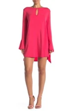GO COUTURE Hot Pink Barbie Keyhole Long Bell Sleeve Mini Dress S = 4/6 Nordstrom